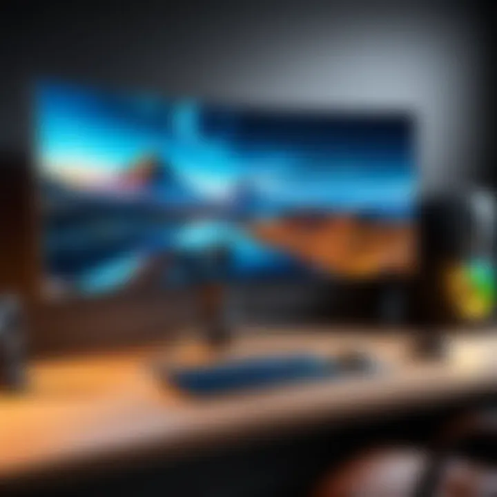 Gaming setup featuring a super ultrawide monitor