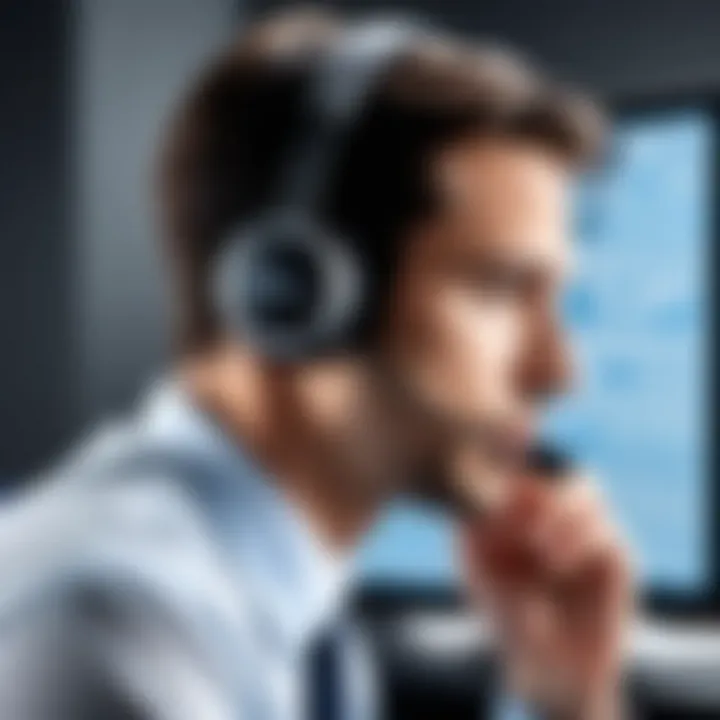 An IT professional using an over-ear headset with seamless connectivity options.