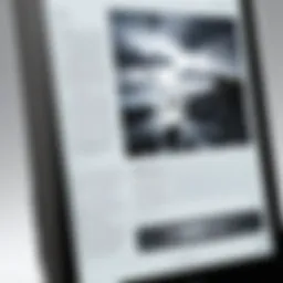 Close-up of an e-reader showcasing its high-resolution display