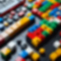 A colorful array of LEGO bricks arranged to form a programming interface