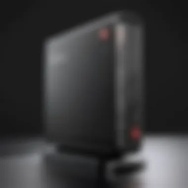 Front view of Lenovo Tiny Workstation showcasing sleek design