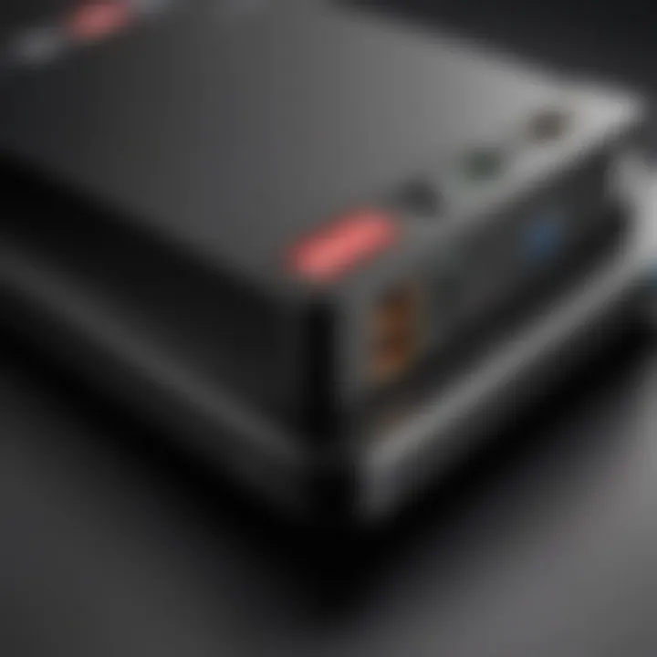 Close-up of Lenovo Tiny Workstation ports and connectivity options