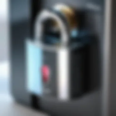 Close-up of a digital lock overlaying a PDF file