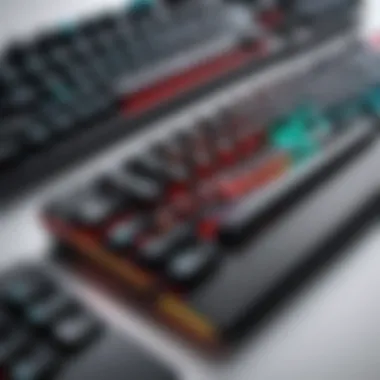 Comparative Analysis of Top Gaming Keyboards Multiple gaming keyboards lined up for comparison