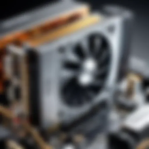 Close-up of high-performance graphics card for editing
