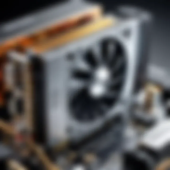Close-up of high-performance graphics card for editing