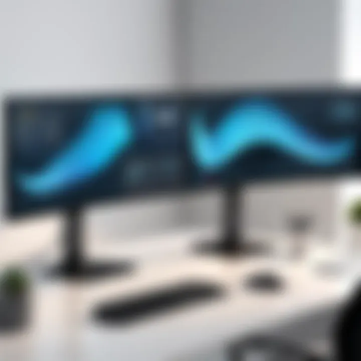 Illustration of workspace ergonomics with dual monitors