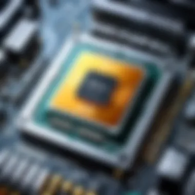 Close-up of a powerful processor with multiple cores