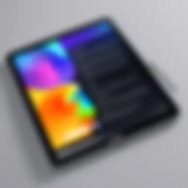 Detailed specifications of the Samsung Galaxy Tablet displayed on screen