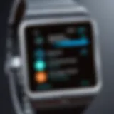 Close-up of Samsung smartwatch displaying notifications