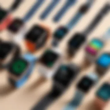 Various non-Apple smartwatches displayed with an iPhone