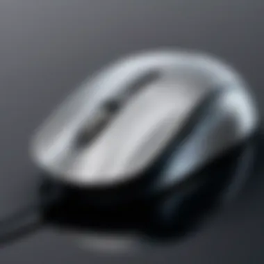 A close-up view of the Staples wired mouse showcasing its ergonomic design.