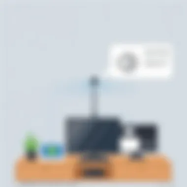 Diagram showcasing antenna technology and signal range