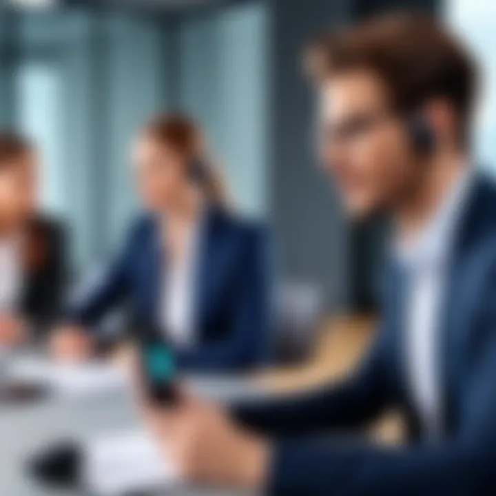 IT professional using a voice recorder in a meeting