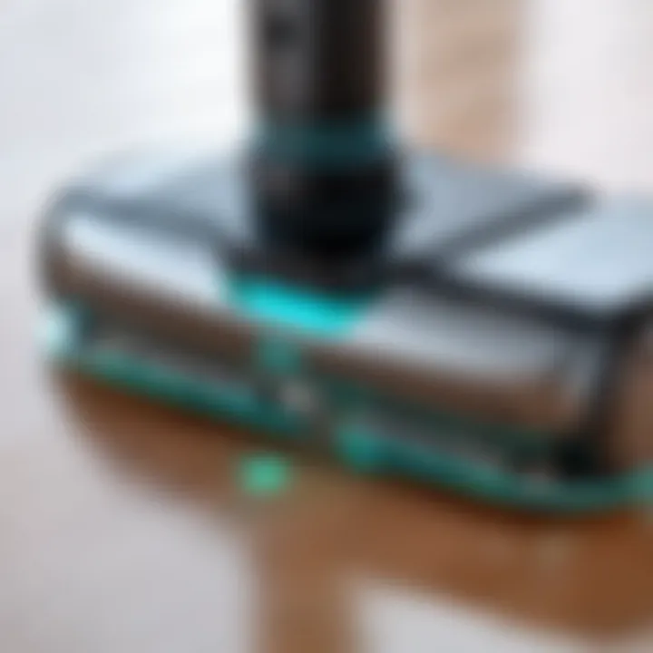 Close-up of advanced sensors on a robot mop