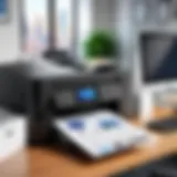 High-performance all-in-one business printer in an office setting
