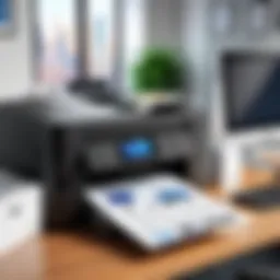 High-performance all-in-one business printer in an office setting