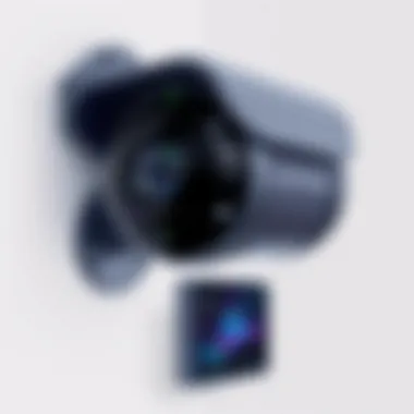 Modern Design of At-Home Cameras A high-tech at-home camera mounted on a wall showcasing modern design