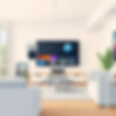 At-Home Camera Setup in Living Room A visually appealing setup of an at-home camera system in a living room environment