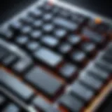 Close-up view of a flat key gaming keyboard showcasing its sleek design