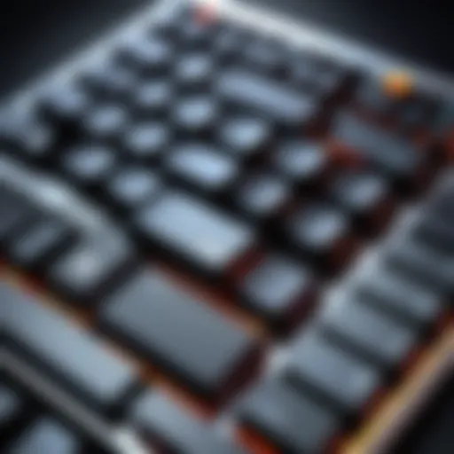 Close-up view of a flat key gaming keyboard showcasing its sleek design