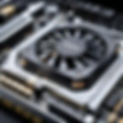Detailed view of a high-performance graphics card showcasing its architecture.