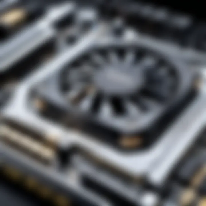 Detailed view of a high-performance graphics card showcasing its architecture.
