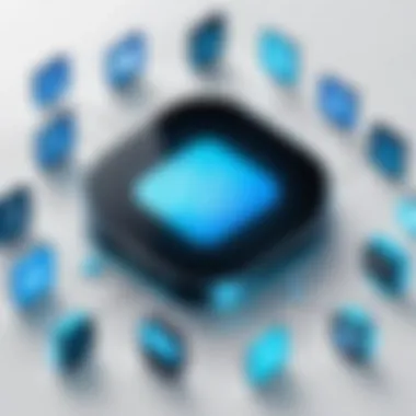 Security icons representing features like encryption and data protection in remote management.