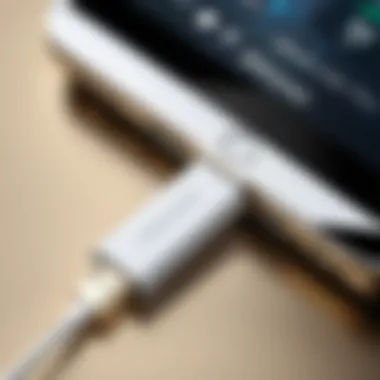 A close-up view of an iPhone USB dongle showcasing its ports and connectivity options.