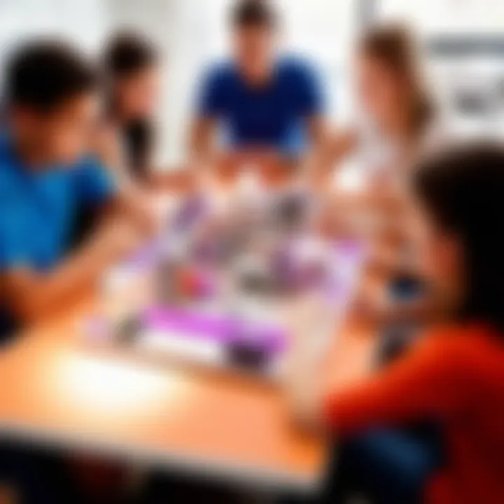 An educational setting with students engaging with LittleBits kits for collaborative learning.