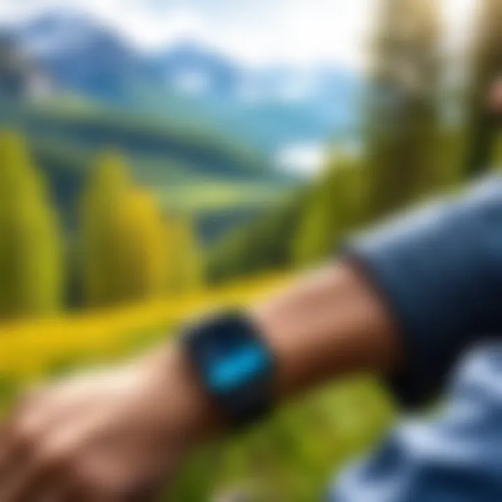 Person using a smartwatch for outdoor activities