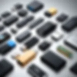 Illustration of various USB types used in external hard drives