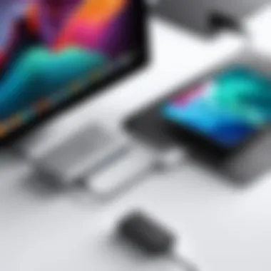USB-C Docking Station Setup Illustration showcasing a USB-C docking station connected to a laptop and multiple devices