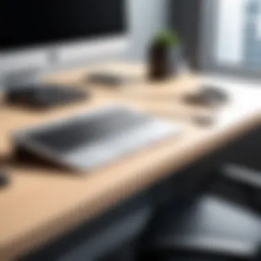 Modern Workspace with USB-C Docking Integration Aesthetic depiction of a modern workspace featuring USB-C docking integration