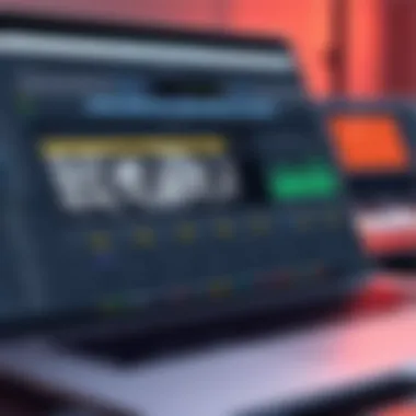 Close-up of MacBook Air showcasing music production software interface