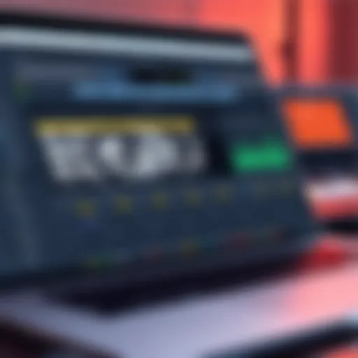 Music Production Software on MacBook Air Close-up of MacBook Air showcasing music production software interface