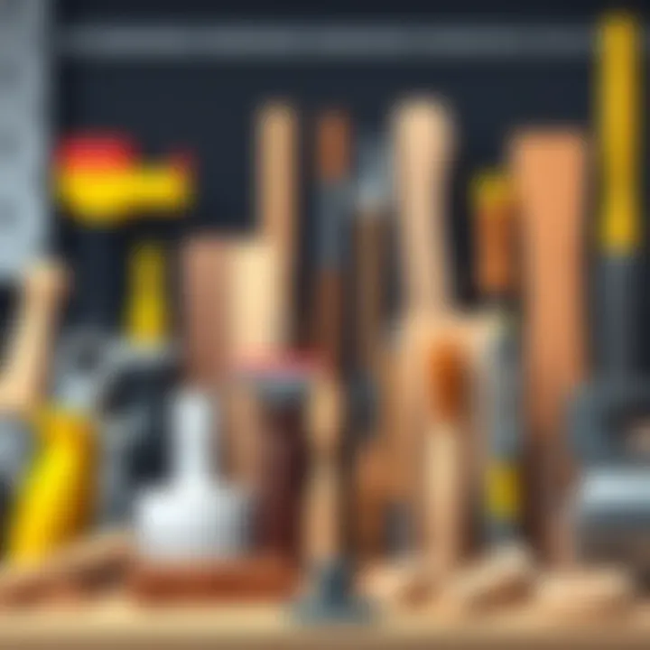 A variety of wood working tools and equipment on display