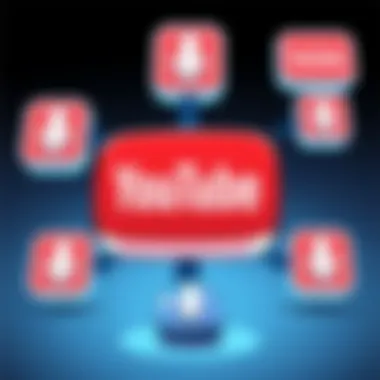 YouTube Download Integration Illustration of YouTube logo integrated with download icons